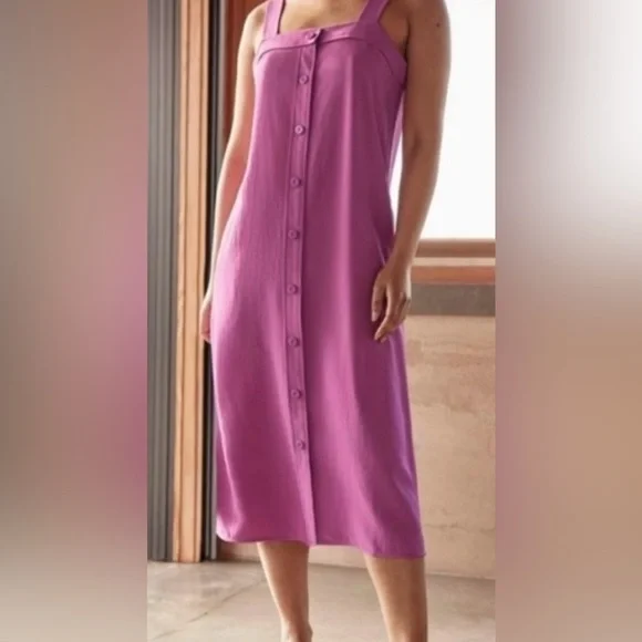 EVERLANE Japanese go weave picnic dress magenta size 2 - Picture 4 of 11